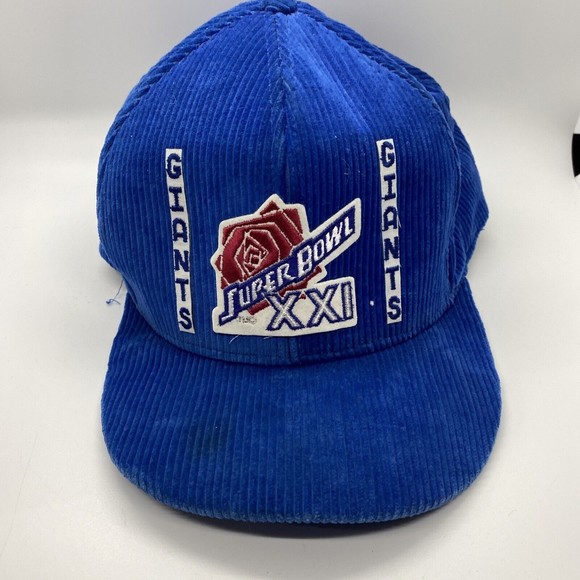 AJD Vintage New York Giants Corduroy SnapBack Blue Hat XXI Made USA Distressed